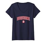 Womens Duquesne Dukes Arch Over Navy Officially Licensed V-Neck T-Shirt