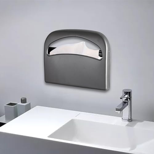 Qianly Toilet Seat Covers Dispenser Punch Free Stainless Steel Toilet Seat Cover Stand for Bathroom, A