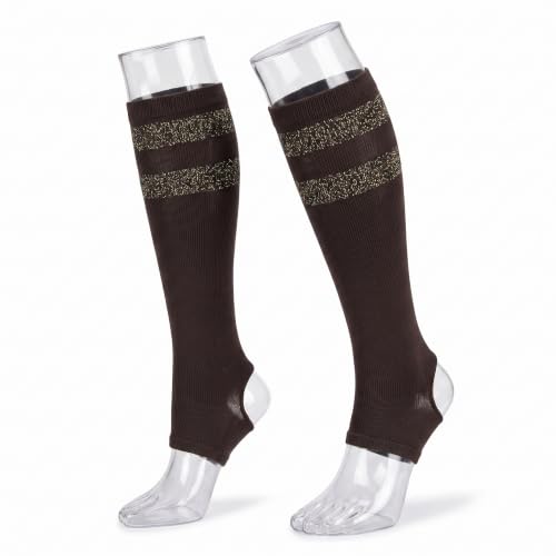 Image of Tipi Toe Women's Stirrup Yoga Socks, Lightweight Knee-High Leg Warmers, Open Heel Non-Slip Design. Ideal for Yoga & Dance