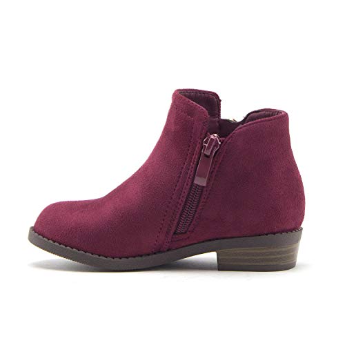 Jazamé Little Girls Ankle High Round Toe Bootie Fashion Chelsea Dress Boots, Wine, Sz 102