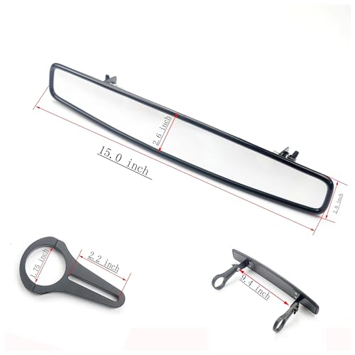 Espejo retrovisor convexo de 15 de ancho con abrazadera robusta 1.75 y 2 para UTV 4