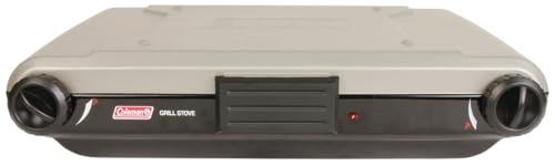 Image of Coleman Tabletop 2-in-1 Grill & Stove with 2 Adjustable Burners, Propane Grill /Stove with Push-Button Starter, Wind Guards, Grease Tray, & 20,000 BTUs of Power for Camping, Tailgating, & More
