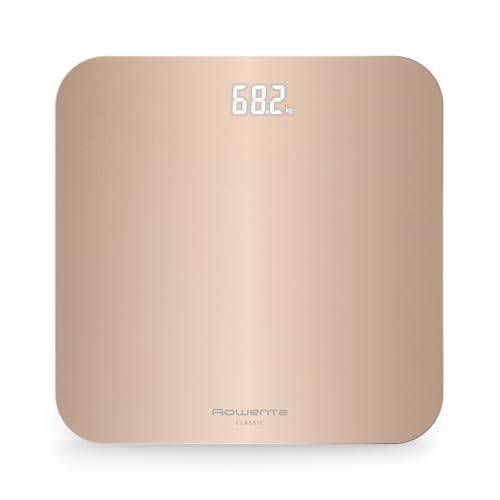 Rowenta Classic 2.0, Bilancia con Schermo Invisibile LED Facile da Leggere, Capacità 180kg, Design Moderno e Funzioni Intelligenti, AutoAccensione e Spegnimento Automatico, Colore Dune Metal, BS1900V0 - Immagine 1