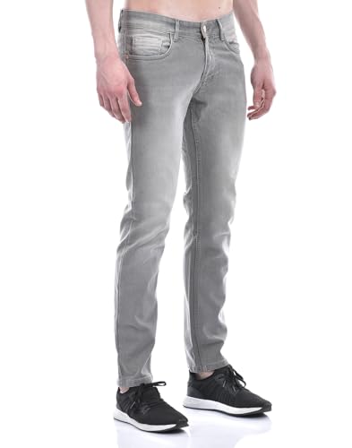 Image of Numero Uno Men's Grey Low Rise Skinny Fit Sustainable Jeans