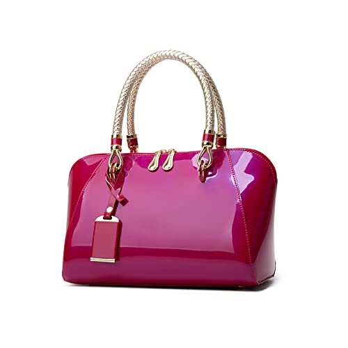 NICOLE & DORIS Sacs à Main Portés Main Femme Sac a Main Tendance Sacs de Soirée en Cuir Verni Pochette Femme élégant Sac à Bandoulière Rose Rouge