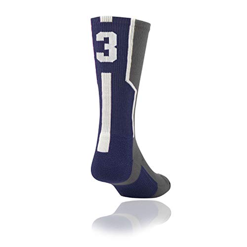 TCK Player ID Jersey Number Crew Socks Navy Blue, Graphite, White Singles