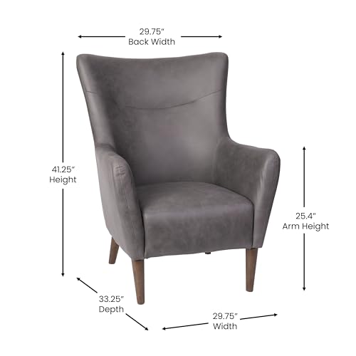 Sillón Tradicional Piel Sintética Gris Oscuro miniatura 3