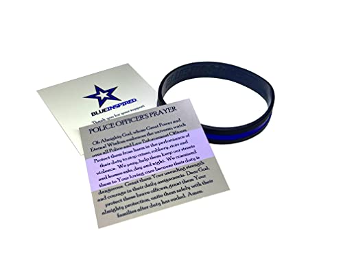 Thin Blue Line Bracelet and Prayer Card | Back The Blue, Pro Law Enforcement | Navy Blue | Husband/Wife, Men/Women2