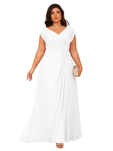 Image of Clothfun Simple V Neck Mother of The Bride Dresses Lace Appliques Chiffon Sleeveless Mother of The Groom Dress CYN014