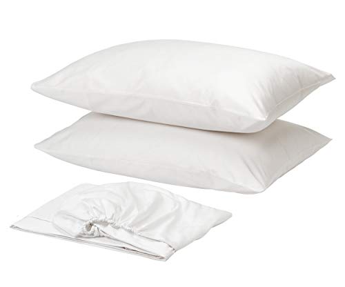 paradise RANFORCE 100% Cotton Solid White Fitted Sheet and Pillow Case, Twin Size - Full/Queen Size (Full/Queen)