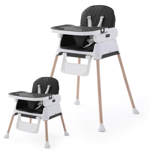 Image of 3 in 1 Baby High Chair,Adjustable Convertible Baby High Chairs for Babies and Toddlers,Black
