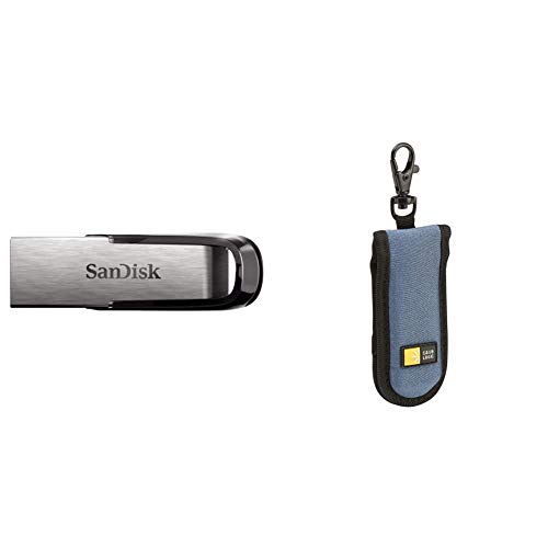 SanDisk 256GB Ultra Flair USB 3.0 Flash Drive - SDCZ73-256G-G46, Black & Case Logic JDS-2 USB Drive Shuttle 2-Capacity (Black/Blue)