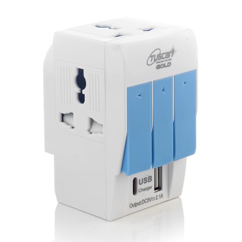Image of Hi-PLasst 3 Pin Multi Plug | Universal Conversion Multiplug with Type A and Type C USB Charger | Universal Travel Adapter with Individual Switch & LED Indicator | 3 Way Plug Extension with Fuse