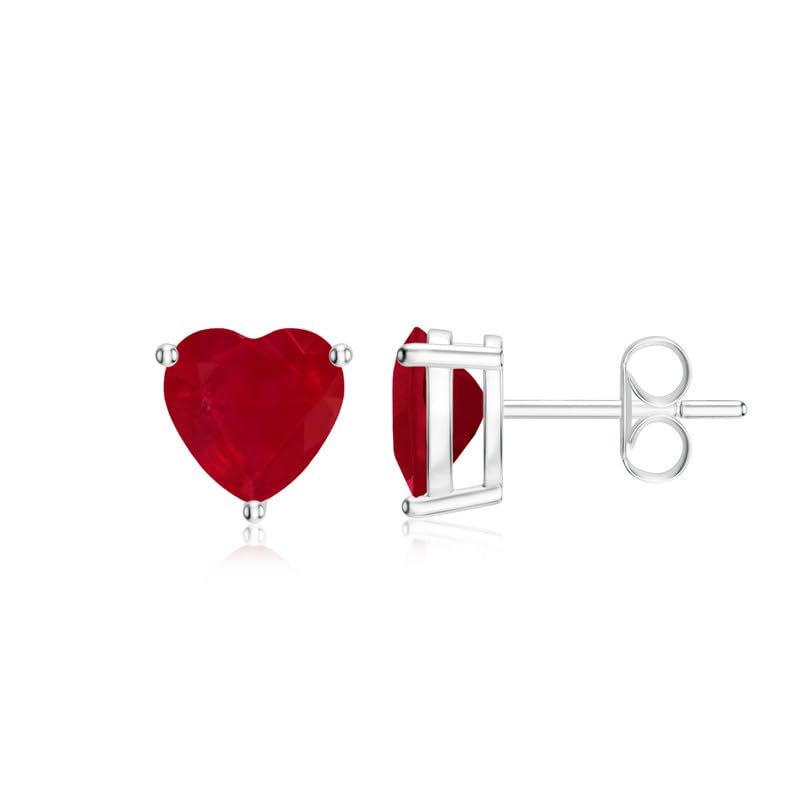 Image of Goldhartz Sterling Silver Genuine, Created or Simulated Birthstone Gemstone 7mm Heart Stud Earrings