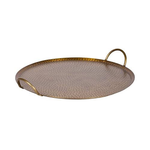 Kate and Laurel Sanzo Transitional Hammered Metal Round Tray, 16
