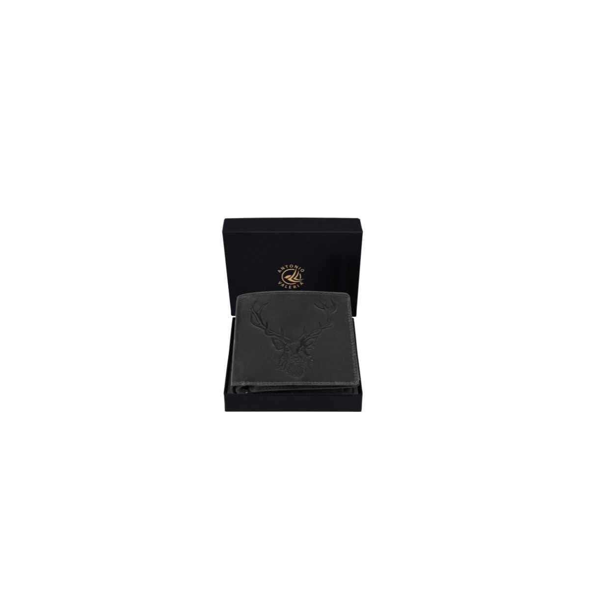 ANTONIO VALERIA Dover Vintage Black Leather Wallet for Men