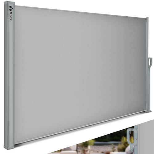 tillvex® Toldo lateral de 160 x 350 cm, extensible y opaco, protección visual para balcón,...