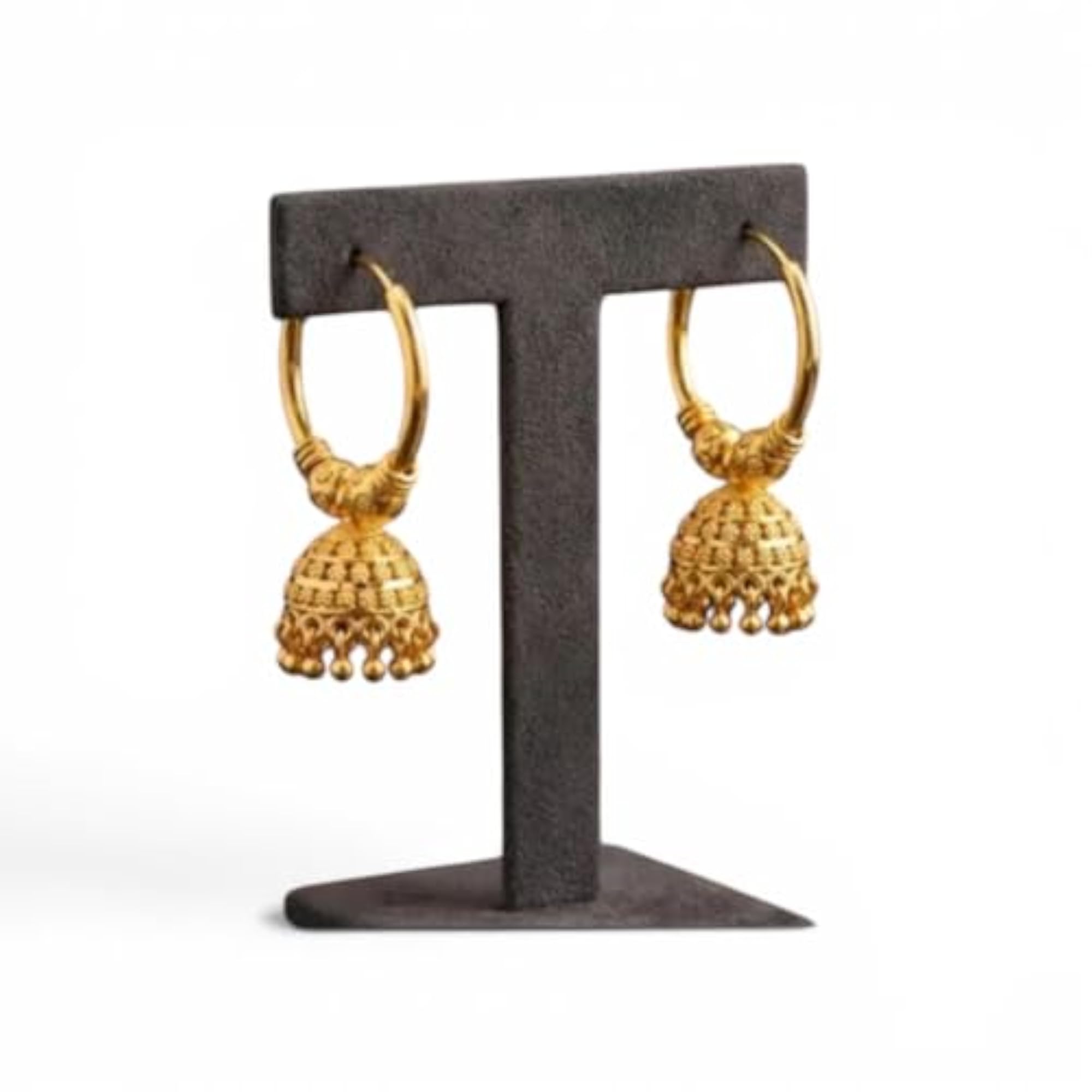 Traditional Gold Plated Jhumka Bali Hoop Earrings, Ethnic Style