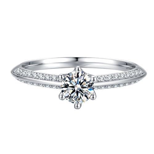 [JUNENTER] 0.5CT/1CT/1.5CT/2CT/3CT ���A�b�T�i�C�g�G���Q�[�W�����O�i�����p�j�A�N���V�b�N6�v�����O 18K�z���C�g�S�[���h���b�L ���E���h�J�b�g D�J���[ VVS1 ���{�N���G�C�g�_�C�������h ���A�b�T�i�C�g�����O�A�����w