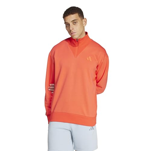 adidas Men's All SZN Fleece Quarter-Zip Crew, Bright Red, X-Small