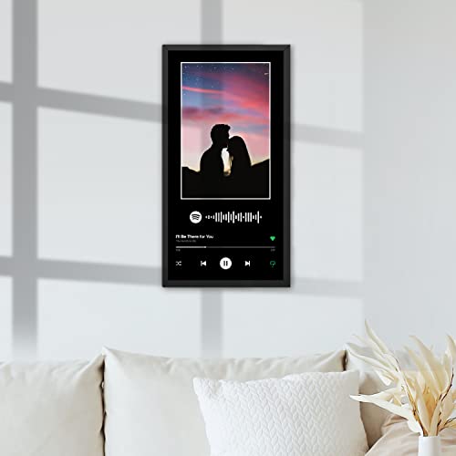 Image of Ritwika's Personalized Desk Photo Frame With Customizable Spotify Song And Photo Of Your Choice | Plaque For Your Loved Ones (Black Background - Wall Spotify 7.5 x 13.5 Inch)