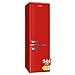 Amica Retro Kühlschrank freistehend mit Gefrierfach 244 l LED Beleuchtung Glasablagen Chrom Flaschengitter 181 x 55 x 62 cm Rot - Kühl Gefrierkombination