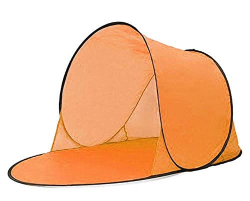 Tienda pop-up naranja para tardes de playa y camping en familia