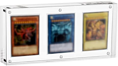 Auveach 1 Pack 35PT Acrylic TCG Triple Cards Frames, One-Touch-Open, Magnetic Card Display, Clear Card Stands, Transparent Card Stands (Triple 1 Pack, 20mm)