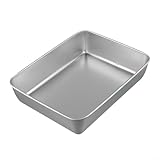 Robustes Edelstahl-Serviertablett mit tiefen Kanten für Lebensmittel, rechteckige Form, spülmaschinenfest, geeignet für den Einsatz in der Schule, Picknicks, Camping und Pflegeheimen (25 x 20 x 5,5 cm