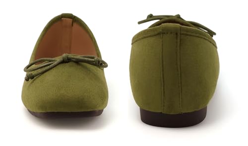 ODORHEISAYO Dress Shoes for Women Office Shoes, Square Toe Ballet Flats Shoes Casual, Cute Bows Flats for Women, Comfort Slip ons Womens Shoes Dressy for Holiday Wedding Work Party4