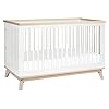 Babyletto scoot 3 in 1 convertible crib with toddler bed conversion kit in white and washed natural greenguard gold certified  urban country home decor
