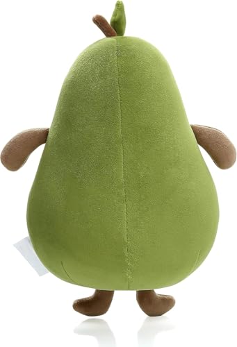 Image of Inky Ponky Cute Avocado Plush Toy | Soft & Huggable Stuffed Fruit with Embroidered Face & Brown Pit | Fun Kids Room Decor for Girls, Boys & Plush Lovers