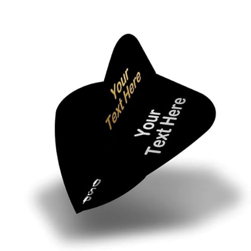 DESIGNA DARTS Personalised 75 Micron Flights | Custom Hot Foil Print Dart Flights | 5 Sets of 3 Flights, Kite, Black (PF9013BK)