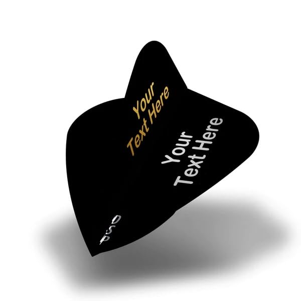 DESIGNA DARTS Personalised 75 Micron Flights | Custom Hot Foil Print Dart Flights | 10 Sets of 3 Flights, Kite, Black (PF9013BK-PERS10)