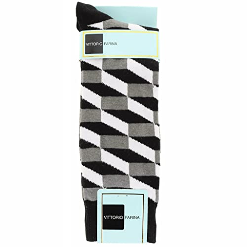 Men's Colorful Checker Socks - Black/Grey/White (SAB 217) - 1 Pack