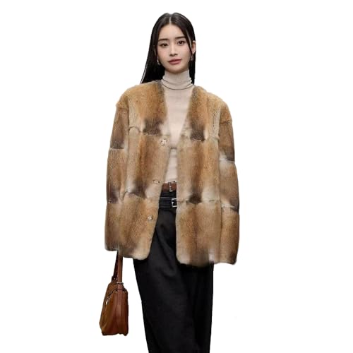 Authentic Mink Fur Coat for Women, Warm Winter Regular Fit