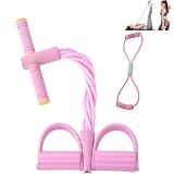 Pedal Resistance Bands with Handles, Upgrade 6-Tubes Multi-Function Tension Training Pedal, Natural Rubber Pink 8-Shape Arm Trainer, Multifunction Fitness Bands for Abdomen, Waist, Arm, Leg (1Set)