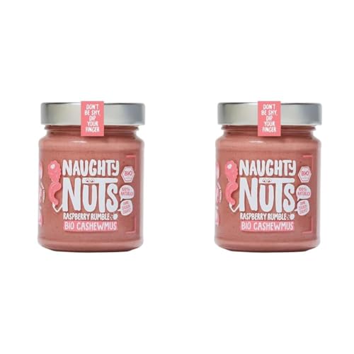 NAUGHTY NUTS Bio Cashewmus Raspberry Rumble - Vegane, 100% Natürlich, Ohne Palmöl & Zucker - 250g (Packung mit 2)