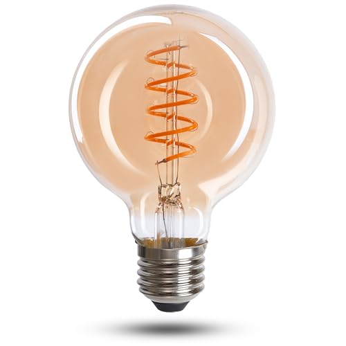 CROWN LED E27 LED Vintage-Glühlampe - Warmweiße - Energieeffizient E-Klasse - Entspricht 38W Glühlampe - Langlebig - Ideal für Zuhause, Hotels, Restaurants, Stoßfest - Retro Design - 14,2 x 6,4 cm