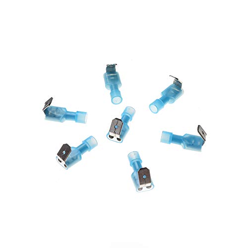 Davitu 100PCS Nylon Wire Connectors Kit Humpback Spade Electrical Crimp Terminals Blue Insulated Waterproof Piggy Back Terminators