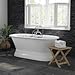 Cast Iron Double Ended Pedestal Tub 60" X 30" with 7" Deck Mount Faucet Drillings and English Telephone Style Faucet Complete Brushed Nickel Plumbing Package