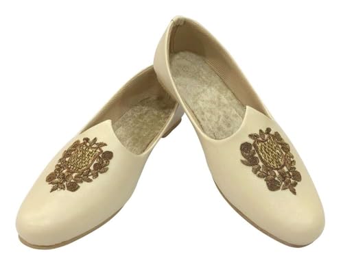 Men's Punjabi Jutti Cream Loafers Slip On Flats Shoes Ethnic Handmade Sherwani Mojari Indian Juti2