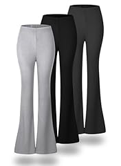 3-pack Black Light Gray Dark Gray Elastic Knit Flared Leggings