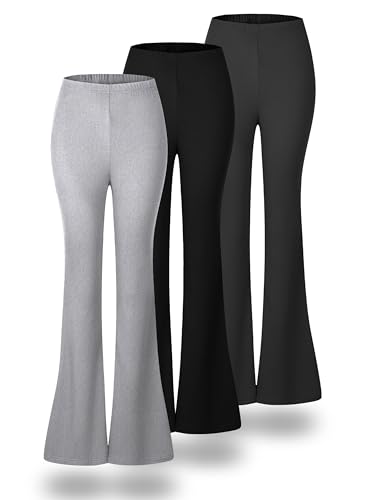 ANYOCEAN Womens 3 Pack High-Waisted Flared LeggingsYoga Pants 25A042 M