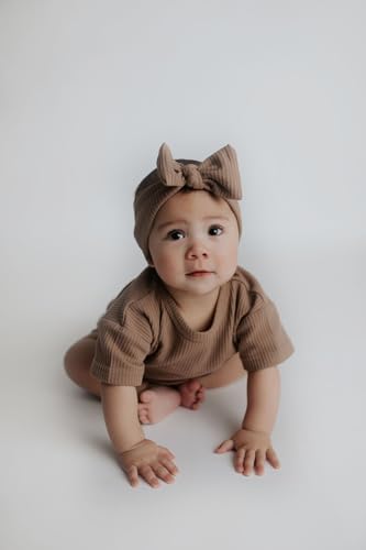 Three Little Tots- Waffle Knit Knotted Headband Bow (Cocoa Sands)3