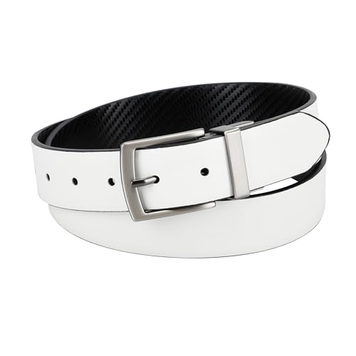 Haggar Men's 2-in-1 Reversible Leather Belt for Dress Pants, Jeans, Khakis-Classic, Textured, Casual, Sport3