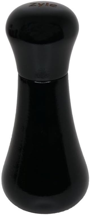 Zyle Manual Salt and Pepper Grinder, Birch Wood, Black, 6.3 Inch, with CrushGrind Ceramic Mechanism, Adjustable Coarseness, Refillable Spice Mill
