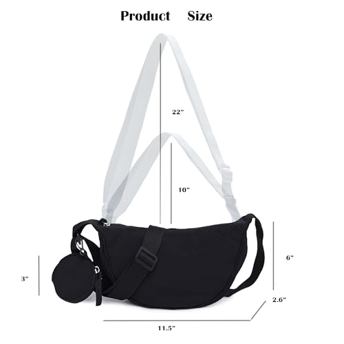 Image of Nylon Crescent Crossbody Bag for Women Purses Trendy Men,Small Travel Sling Bag Hobo