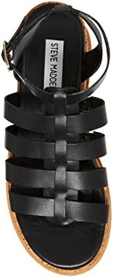 Steve Madden Women's Kaydee Wedge Sandal, Black Leather, 9 | Image 4