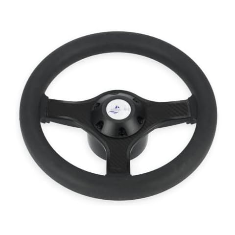 Steuerrad Kunststoff wetterfest Riviera Bootslenkrad mit Universalkonus Nabe Bootssteuerrad Schwarz Lenkrad Steuerrad Boot Schiff Schiffssteuerrad Yacht Motorboot Cover